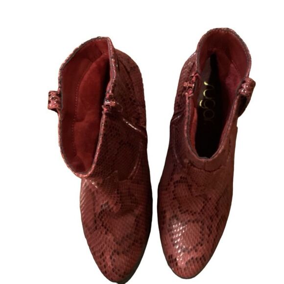 NWT SUGAR Crimson Red Snake Print Western Cowboy Bootie Zip Tula Sz 6 - Picture 6 of 12
